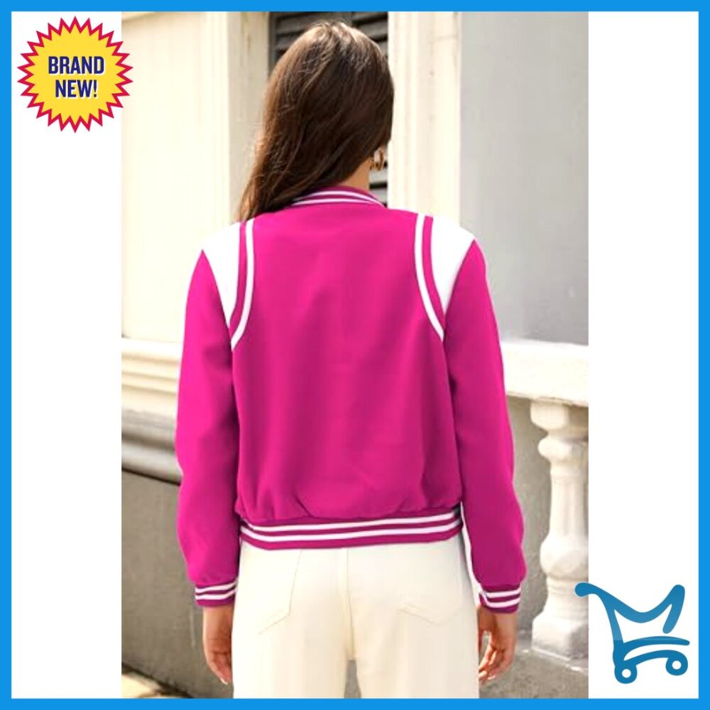 Cropped Bomber Jacket, Button Down Shacket, Varsi… - image 4